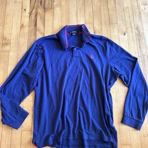 U.S. Polo Assn. Navy Long Sleeve Polo with Red Accents